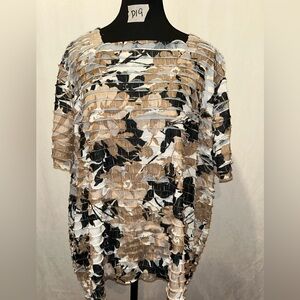 Alfred Dunner Women's Textured Blouse - Black, White, Tan